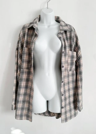 Boohoo Beige Oversized Check Flannel Shirt, brand: Boohoo, condition: New without tags, size: L / UK 16-18, £15.00, £16.45 includes Buyer Protection