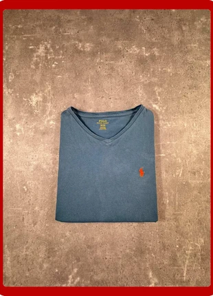 Polo Ralph Lauren t-shirt bleu col V taille M bon état basique casual, merk: Ralph Lauren, staat: Goed, maat: M, € 13,00, € 14,35 inclusief Kopersbescherming