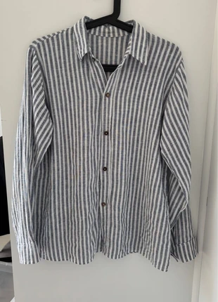 Chemisier en lin rayé femme T36 – bleu blanc, coupe droite chic et casual, brand: Vintage Dressing, condition: Very good, size: S / 36 / 8, €13.00, €14.35 includes Buyer Protection