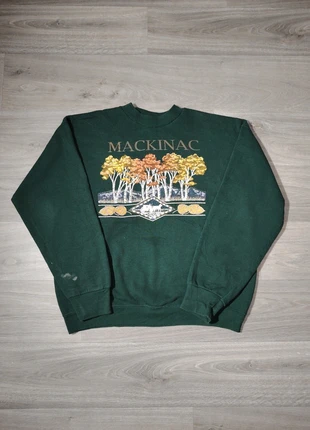 Pull Crewneck Vert Vintage Fruit Of The Loom Made in US imprimé  Mackinac-size L, marke: Fruit of the Loom, zustand: Sehr gut, größe: L, 10,90 €, 12,15 € inklusive Vinted-Käuferschutz