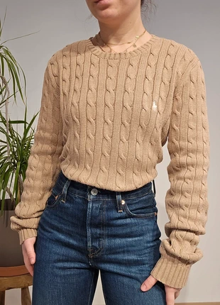 Pull col rond en maille torsadée beige Ralph Lauren (3931), marca: Ralph Lauren, estado: Muito bom, tamanho: L / 40 / 12, €62.00, €65.80 inclui Proteção do Comprador Pro