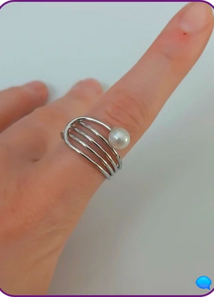 Bague argentée, perle blanche en acier inoxydable, marca: Vintage Chic, estado: Muy bueno, tamaño: 18,1 mm Ø / 18,5, 1,00 €, 1,75 € Protección al comprador Pro incluida