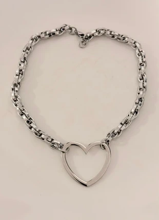 Choker Necklace Silver Twist Entangled Woven Special Chain Big Heart, brand: zan, condition: New without tags, £25.00, £26.95 includes Buyer Protection