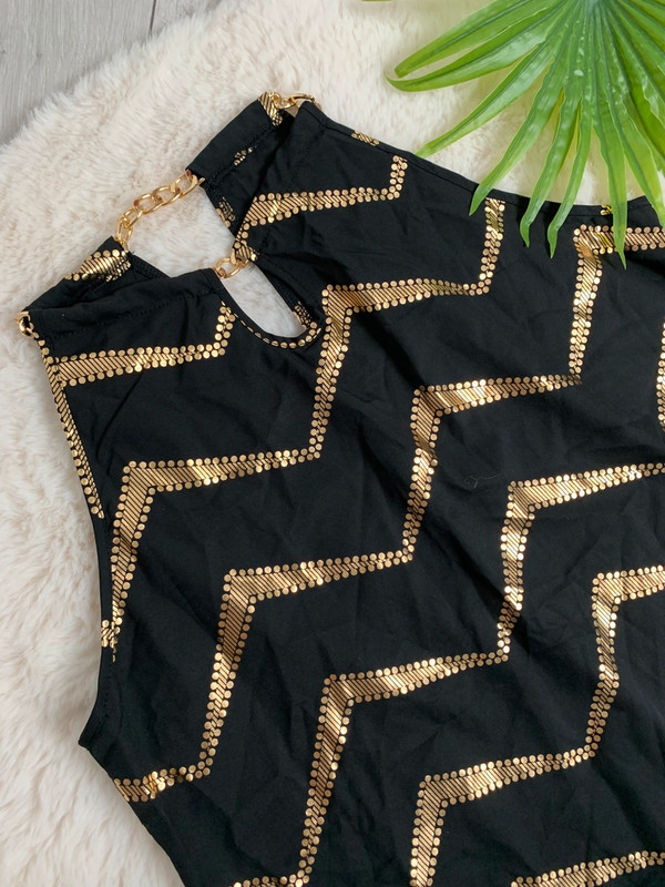 Robe dorée col bijoux - photo numéro 2