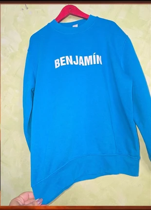 Casual sudadera deportiva con nombres en bonito color turquesa🪁, marque: Vintage Dressing, état: Bon état, taille: 12 ans / 152 cm, 2,00 €, 2,80 € Protection acheteurs incluse