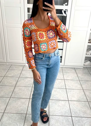 Haut en crochet orange à motif, brand: indépendant, condition: Very good, size: Other, €25.00, €26.95 includes Buyer Protection Pro