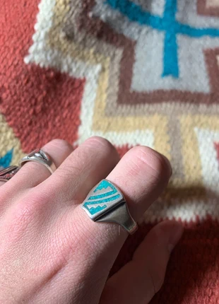 Bague chevalière navajo argent turquoise vintage southwest western, brand: Navajo, condition: New without tags, size: 22.2 mm Ø, €89.00, €94.15 includes Buyer Protection Pro