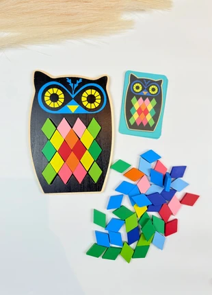 Jeu de cartes à reproduire pédagogie montessori hibou chouette mosaïque, marca: Montessori, estado: Novo sem etiquetas, tamanho: 3 anos / 98 cm, €9.90, €11.10 inclui Proteção do Comprador Pro
