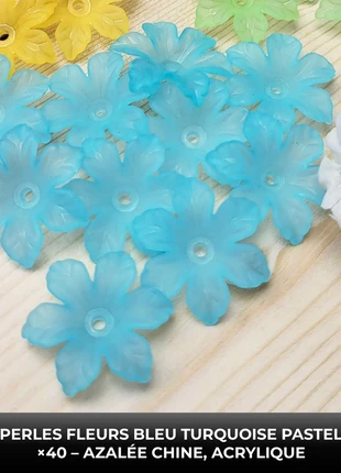 Perles Bleu Turquoise Pastel Azalée de Chine 6 pétales 26×23×6 mm - Créations DIY, staat: Heel goed, € 2,99, € 3,84 inclusief Kopersbescherming Pro