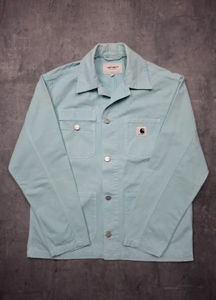 Women Michigan Coat / Mateau /Veste Carhartt bleu turquoise à boutons Logo noir - Taille S femme, marke: Carhartt, zustand: Sehr gut, größe: S / 36 / 8, 22,00 €, 23,80 € inklusive Vinted-Käuferschutz