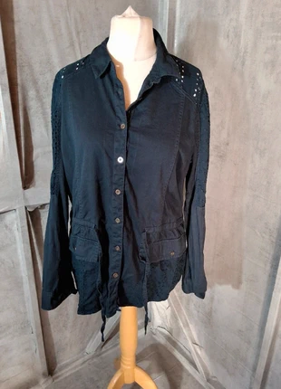 Tu Black Utility Shirt with Broderie Anglaise Cut-Out Sleeves – Size 14, brand: TU, condition: Very good, size: XL / 14, £3.50, £4.38 includes Buyer Protection