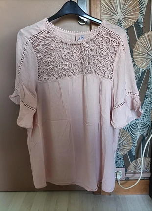 Tshirt broderie rose pale dentelle, brand: Blancheporte, condition: New without tags, size: 5XL / 50 / 22, €7.50, €8.58 includes Buyer Protection