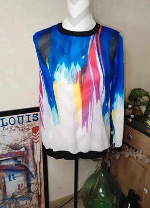 Haut multicolore Atmosphère – Taille 38, merk: Atmosphere, staat: Goed, maat: M / 38 / 10, € 3,00, € 3,85 inclusief Kopersbescherming