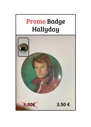 Johnny Hallyday - Promo badge 56 mm, estado: Muito bom, €3.50, €4.38 inclui Proteção do Comprador
