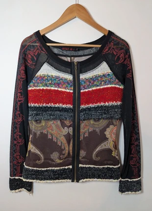 Lulu H Paris, Vintage y2k, Paisley Sheer Mesh, Knit Stripe, Full Zip Up Top, Size M., brand: Lulu H Paris, condition: Good, size: M / UK 12-14, £30.00, £32.20 includes Buyer Protection