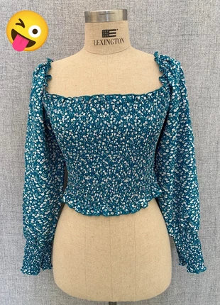 Top manche longue vert à fleur taille M, marque: Shein, état: Très bon état, taille: M / 38 / 10, 11,00 €, 12,25 € Protection acheteurs incluse