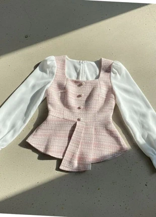 Top tweed rose clair à manches longues blanches, brand: pinkpony, condizioni: Ottime, taglia: M / IT 42 / EU 38, €49.99, €53.19 include la Protezione acquisti