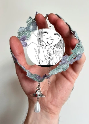 Collier - Choker - Broderie - Fleurs - Bleu - Vert - Lilas - Orbe - Saturne - Cosplay - Nana Osaki, merk: Nana, staat: Heel goed, € 22,90, € 24,75 inclusief Kopersbescherming