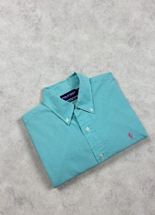 Chemise 100% coton Ralph Lauren Polo Golf coupe Custom Fit à carreaux turquoise et blanc - taille M, brand: Ralph Lauren, condition: Very good, size: M, €40.00, €42.70 includes Buyer Protection Pro
