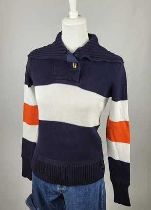 Pull Ralph Lauren LRL femme S marine rayé blanc et orange col montant, marke: Ralph Lauren, zustand: Sehr gut, größe: S / 36 / 8, 12,00 €, 13,30 € beinhaltet Vinted-Käuferschutz Pro