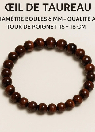 Bracelet boules, oeil de taureau, 6mm, Qualité AA, état: Neuf avec étiquette, 7,00 €, 8,05 € Protection acheteurs (Pro) incluse