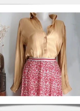 Chemise longue or doré à manches longues larges bouffantes, marque: Italia, état: Très bon état, taille: S / 36 / 8, 12,00 €, 13,30 € Protection acheteurs (Pro) incluse