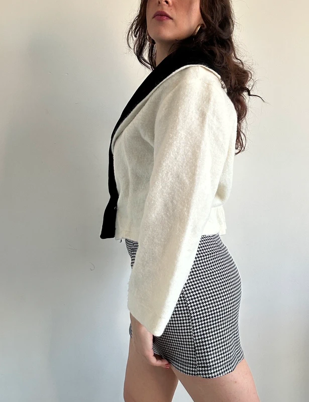 Veste vintage années 80 blanche et noire taille S - photo numéro 7
