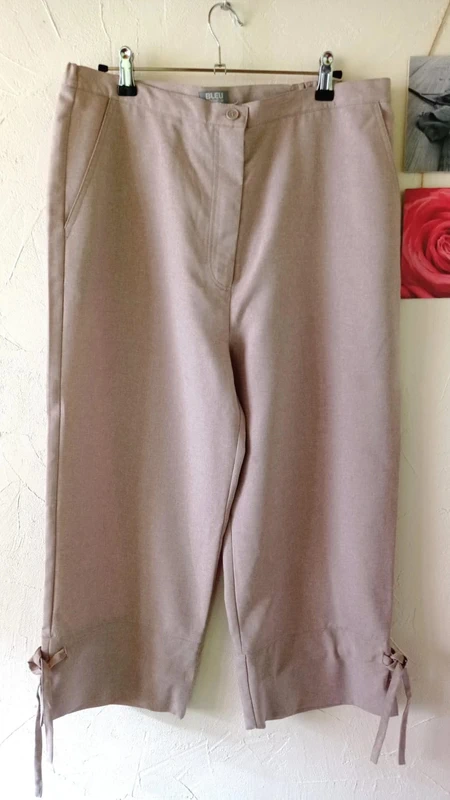 🌸Ensemble tailleur pantacourt et veste manches 3/4, Bleu Bonheur, taille 46 - photo numéro 4
