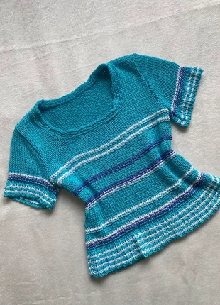 Vintage crochet striped short sleeve top, brand: Vintage Dressing, condition: Very good, size: M / 38 / 10, €5.00, €5.95 includes Buyer Protection