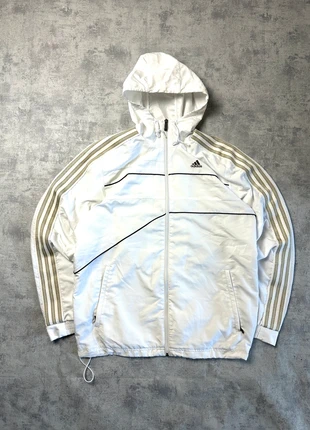 Adidas Vintage Windbreaker Jacket White Gold 3-Stripes Retro Y2K Sportswear S, marque: adidas, état: Très bon état, taille: S, 34,95 €, 37,40 € Protection acheteurs incluse