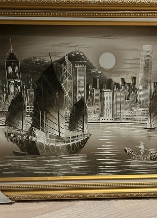 Schilderij van Hong Kong harbour, merk: Hong Kong, staat: Nieuw zonder prijskaartje, € 10,00, € 11,20 inclusief Kopersbescherming