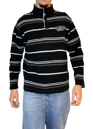 Pull col haut noir à rayures blanches et bleues Armand Thierry - Taille XL/ D086, brand: Armand Thiery, condition: Very good, size: XL, €7.95, €9.05 includes Buyer Protection Pro