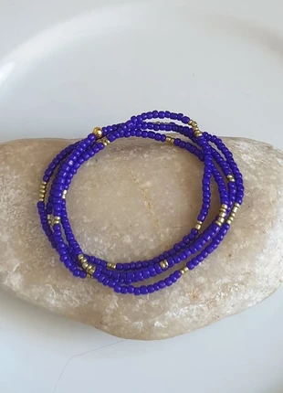 Bracelet 4 rangs perles de rocailles violet et doré, brand: Tendance, condition: Very good, €2.00, €2.80 includes Buyer Protection Pro