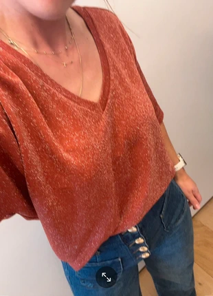 CKS V-hals t-shirt / blouse / trui - S - metallic, marca: cks, estado: Muito bom, tamanho: S / 36 / 8, €10.00, €11.20 inclui Proteção do Comprador