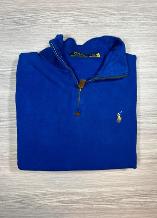 Pull 1/4 Zip Ralph Lauren Homme M Half zip bleu col montant logo brodé Pull Camionneur en Coton, merk: Ralph Lauren, staat: Heel goed, maat: M, € 59,99, € 63,69 inclusief Kopersbescherming