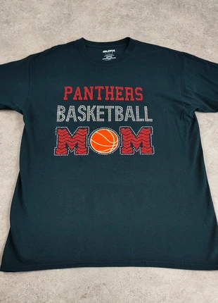 Tee-shirt pro US vintage Gildan | Noir - Panthers Basket Mom - Strass | L Femme, merk: Gildan, staat: Heel goed, maat: L / 40 / 12, € 10,00, € 11,20 inclusief Kopersbescherming