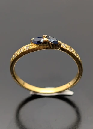 Bague en plaqué or sertie de pierres bleues et blanches, état: Très bon état, taille: 16,9 mm, 18,00 €, 19,60 € Protection acheteurs (Pro) incluse