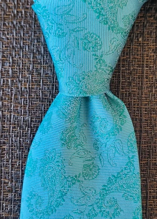 Cravate texturée turquoise à motifs brodés ton sur ton, merk: Roberts, staat: Nieuw met prijskaartje, € 7,00, € 8,05 inclusief Kopersbescherming Pro