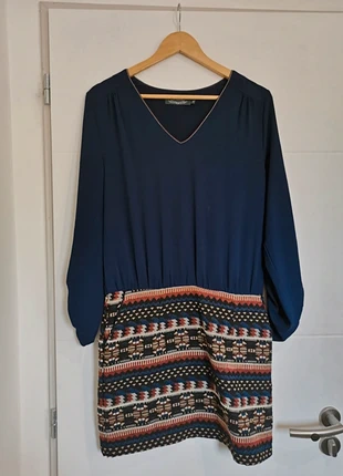 Robe bi-matière bleu/aztèque, marca: Be Happy, estado: Muy bueno, tamaño: M / 38 / 10, 5,00 €, 5,95 € Protección al comprador incluida