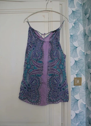 Top à fines bretelles bohème – Massimo Dutti – Taille 36 – Lilas & Bleu clair, marque: Massimo Dutti, état: Très bon état, taille: M / 38 / 10, 14,00 €, 15,40 € Protection acheteurs incluse