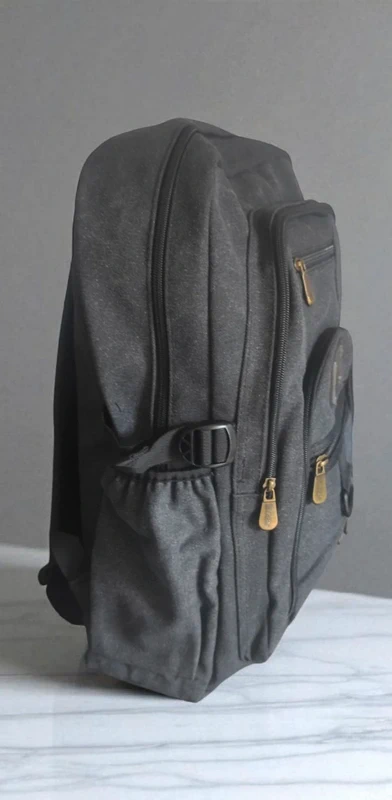 Sac à dos en toile gris foncé multi poches neuf - photo numéro 3