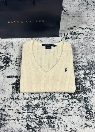 Pull à Maille Torsadés Tressés Cable Knit Ralph Lauren Col Rond Crème | Logo Brodé Bleu | Taille L, marke: Ralph Lauren, zustand: Sehr gut, größe: L / 40 / 12, 52,99 €, 56,34 € inklusive Vinted-Käuferschutz