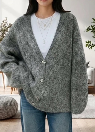 Guts&Gusto Strickjacke, oversized, grau/silber, M/38, brand: Guts & Gusto, condizioni: Nuovo senza cartellino, taglia: M / IT 42 / EU 38, €29.00, €31.15 include la Protezione acquisti