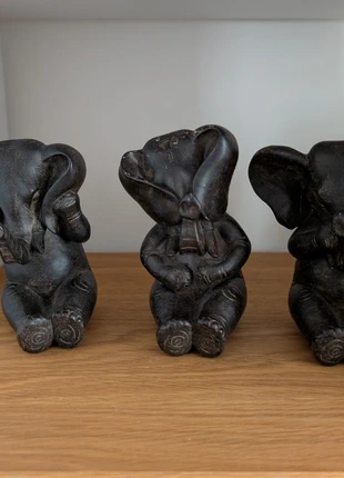 🐘 Trio de figurines éléphants « Ne rien dire, ne rien voir, ne rien entendre », brand: Inconnu, condition: Satisfactory, €8.00, €9.10 includes Buyer Protection