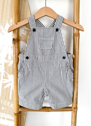 Salopette courte rayée Cyrillus taille 6 mois, merk: Cyrillus, staat: Heel goed, maat: 6-9 maanden / 68 cm, € 11,00, € 12,25 inclusief Kopersbescherming Pro