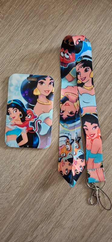 Porte carte d'identité Jasmine / Aladdin avec lanière fantaisie.