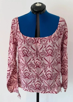 Blouse à manches longues rose clair à motifs bordeaux – Creeks – Taille L, marque: Creeks, état: Très bon état, taille: L / 40 / 12, 9,00 €, 10,15 € Protection acheteurs (Pro) incluse