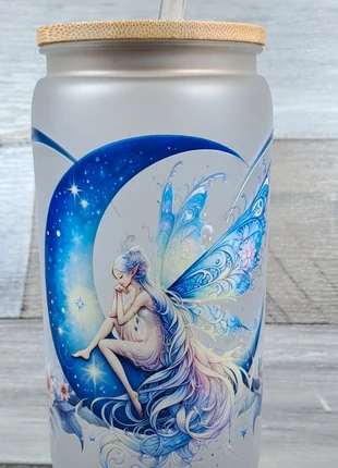 Gourde fée pensive assise sur une lune bleue, marque: Fait Main, état: Neuf sans étiquette, 11,50 €, 12,78 € Protection acheteurs incluse