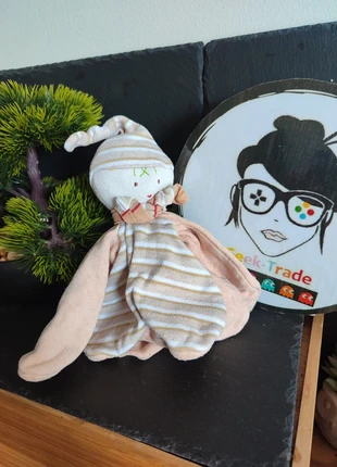 Doudou plat Lutin beige Trefle Dodo d Amour mgm rayé rayure bonnet  Fleur Rond, brand: Dodo d'amour, condition: Very good, size: One size, €21.00, €22.75 includes Buyer Protection Pro