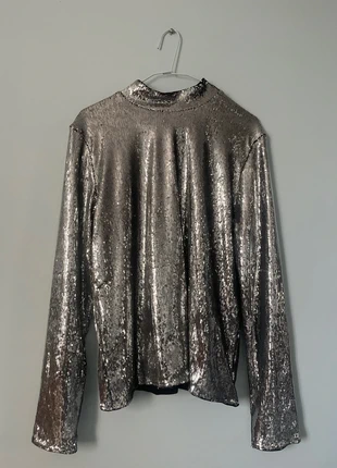 Haut à sequins argenté, marque: Monoprix, état: Neuf sans étiquette, taille: XL / 42 / 14, 15,00 €, 16,45 € Protection acheteurs incluse